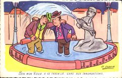 VINTAGE POSTCARD Ben Humor my old man Goux Fountain