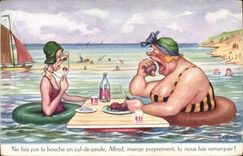 VINTAGE POSTCARD Humor Beach