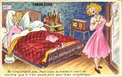 Doctor de la consolación del humor de la POSTAL de la VENDIMIA