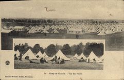 CPA Militaria Camp de Chalons Vue des tentes 
