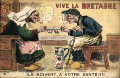 CPA Folklore Bretagne Ile boivent a votre sante