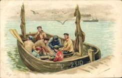 Pescados de los pecadores del folklore de la POSTAL de la VENDIMIA