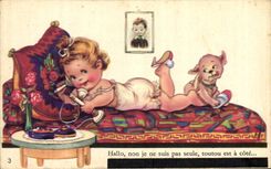 CPA Fantaisie Telephone Enfant Chien