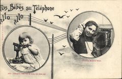 CPA Fantaisie Telephone Enfant Les bebes au telephone
