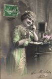 CPA Fantaisie Telephone Femme