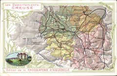 CPA Carte geographique Chocolaterie d'Aiguebelle Creuse 