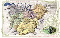 VINTAGE POSTCARD Geographical map Chocolate factory of Aiguebelle the Eure
