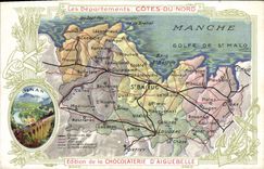 CPA Carte geographique Chocolaterie d'Aiguebelle Cotes du Nord