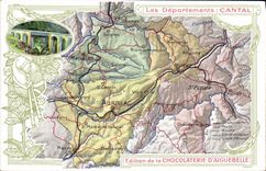 CPA Carte geographique Chocolaterie d'Aiguebelle Cantal