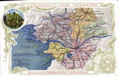 CPA Carte geographique Chocolaterie d'Aiguebelle Loire Inferieure 