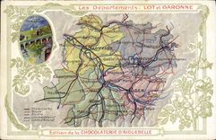 CPA Carte geographique Chocolaterie d'Aiguebelle Lot et Garonne