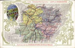 CPA Carte geographique Chocolaterie d'Aiguebelle Lot et Garonne