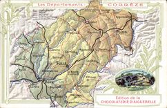 VINTAGE POSTCARD Geographical map Chocolate factory of Aiguebelle Correze