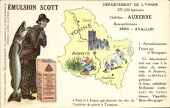 CPA Carte geographique Emulsion Scott Yonne Auxerre Poisson 
