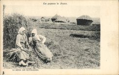CPA Folklore le repos des botteleuses 