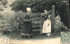 CPA Folklore Bavardage Femmes 