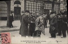 VINTAGE POSTCARD the manifestation of May 1st has Paris Mr. Lepine and the general ones