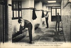 VINTAGE POSTCARD popular Hotel men Street of Charonne Paris Room of cleaning of clothing and the shoes