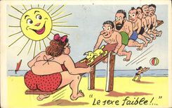 CPA Humour Femme forte Le sexe faible