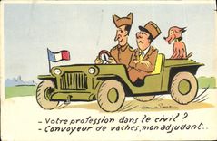 CPA Humour Votre profession dans le civil Adjudant Soldat Militaria