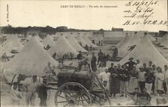 Campo de Militaria de la POSTAL de la VENDIMIA de Mailly una esquina de acampar