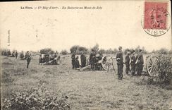 VINTAGE POSTCARD Militaria 17th artillery regiment Out of battery to the Mount of Joy the fere