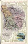 VINTAGE POSTCARD Geographical maps Chocolate factory of Aiguebelle Nievre Nevers
