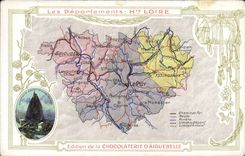 CPA Cartes Geographiques Chocolaterie d'Aiguebelle Haute Loire Chapelle de Saint Michel au Puy