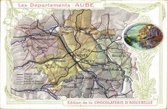 CPA Cartes Geographiques Chocolaterie d'Aiguebelle Aube Pont aux Cailles Troyes
