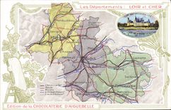 CPA Cartes Geographiques Chocolaterie d'Aiguebelle Loir et Cher Chateau de Chambord 