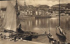 CPA Bateau Menton Le port 