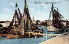 El barco Martigues Venecia de la POSTAL de la VENDIMIA de los barcos de Provence del pecado tiene Ferrieres