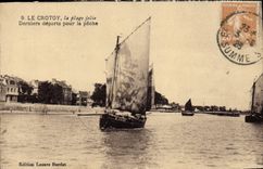 Barco Crotoy de la POSTAL de la VENDIMIA las salidas pasadas para el pecado