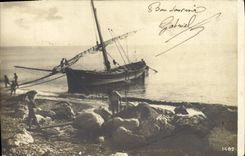 CARTE PHOTO Bateau Peche 