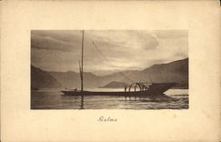 Barco de la calma de la POSTAL de la VENDIMIA