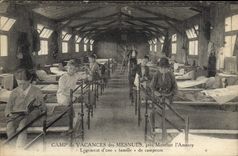 VINTAGE POSTCARD Children Holiday camp of Mesnuls close Montfort Amaury Housing of a family of campers TOP