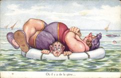 CPA Fantaisie Humour Plage