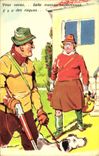 CPA Fantaisie Humour Chasse Chasseur Chien