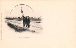 Saludo de Militaria de la POSTAL de la VENDIMIA a los colores