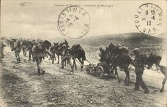 Columna de Militaria de la POSTAL de la VENDIMIA de la artillería de Marrakesh de la montaña