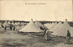 CPA Militaria Camp de Chalons Vue des tentes