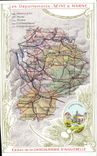 VINTAGE POSTCARD Geographical map Chocolate factory of Aiguebelle Seine Department and Marne Loing has Moret