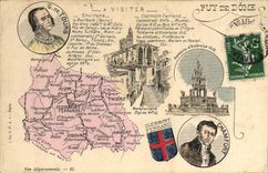 VINTAGE POSTCARD Geographical map Puy de Dome G of Tours Chamfort