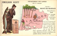 CPA Carte Geographique Emulsion Scott Landes Mont de Marsan