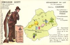 CPA Carte Geographique Emulsion Scott Lot Cahors