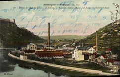 CPA Besancon Usines des Pres de Vaux Papeteries A droite les soieries