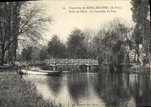 VINTAGE POSTCARD Paper mills of Sorel Moussel Edges of the Eure the footbridge of the park