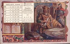 VINTAGE POSTCARD Western Empire Charlemagne Writing Calendar 1904