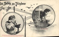 CPA Telephone Les bebes au telephone