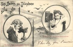 CPA Telephone Les bebes au telephone